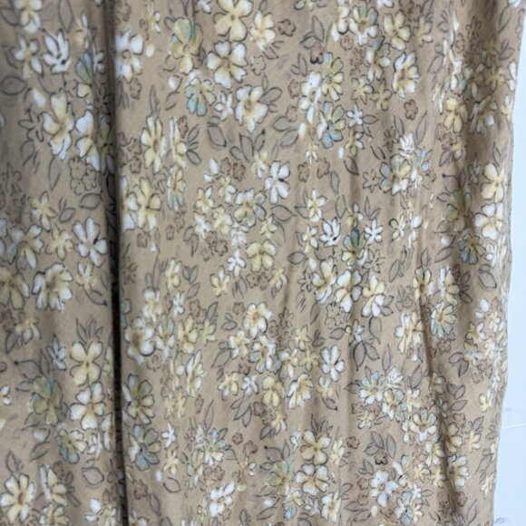 J. Jill Skirt A Line Midi Elastic Waist Linen Floral BeigeSize XLTBeige Cottage - Picture 2 of 6